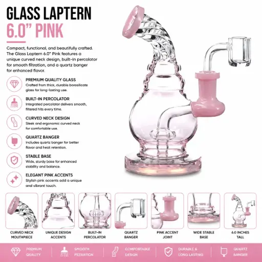 [AM031886] Unbranded Glass Laptern (5526) 6.0" Pink