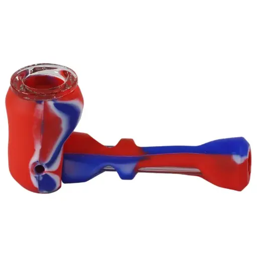 [AM050045] Silicone & Glass Hand Pipe 3D Sherlock 4.0" (3 per pack)