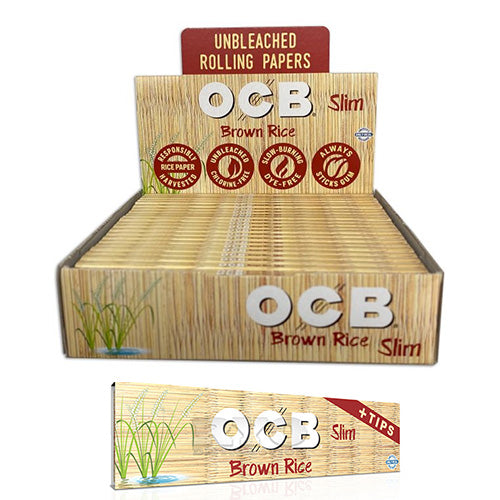 [M0177] OCB Papers+Tip Brown Rice Slim Size 24ct
