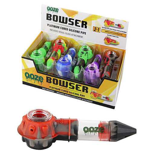 [M0190] OOZE Bowser Silicone Glass Pipe Display 12ct