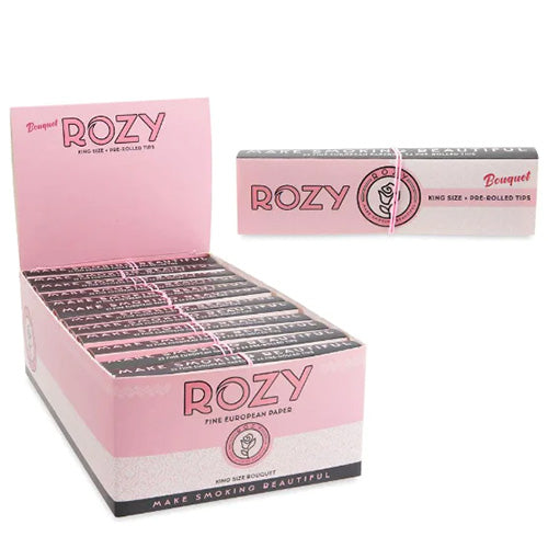 [M0351] ROZY Pink Paper+Tip King Size 24ct