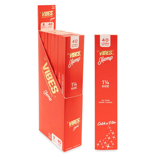 [M0419] VIBES Cones Hemp 11/4 Size 40-Pack 8ct