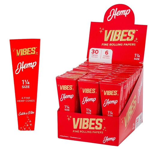 [M0423] VIBES Cones Hemp 11/4 Size 6-Pack 30ct