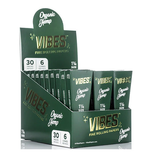[M0424] VIBES Cones Organic Hemp 11/4 Size 6-Pack 30ct