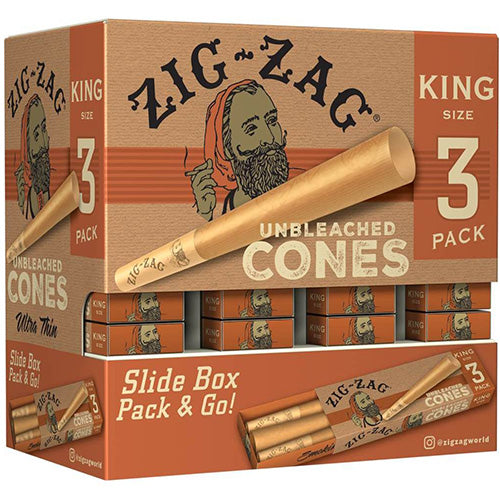 [M0464] ZIG ZAG Cones Unbleached King Size 3/36ct