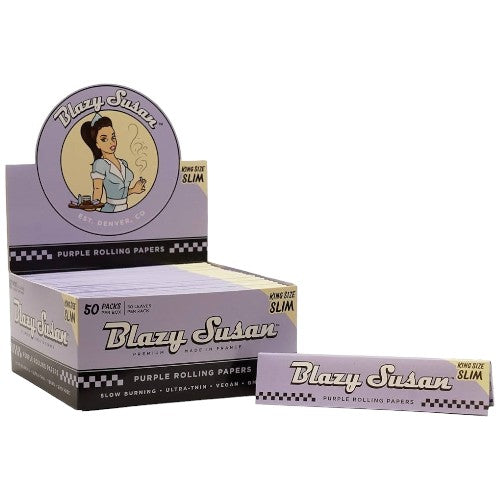 [M0509] BLAZY SUSAN Purple Papers King Size Slim 50ct