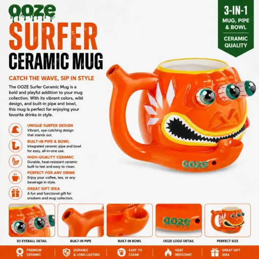 [M0768] OOZE Ceramic Mug Surfer 1ct