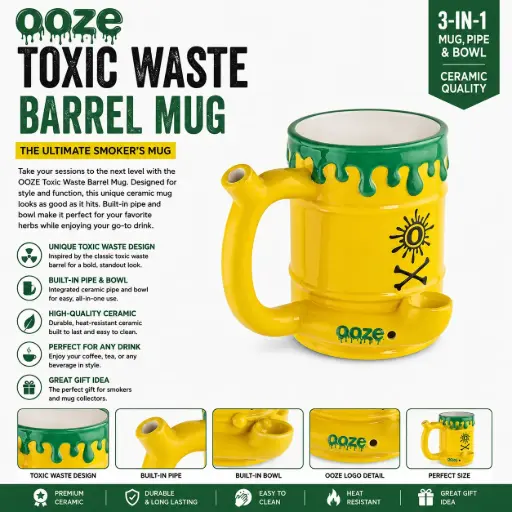 [M0769] OOZE Ceramic Mug Toxic Waste Barrel 1ct