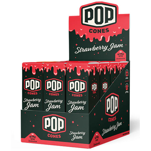 [M1460] POP CONES Unbleached Cones Strawberry Jam King Size 3/24ct
