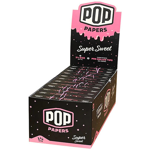[M1473] POP PAPERS Unbleached Super Sweet 11/4 Size Papers+Flavored Tips  24ct