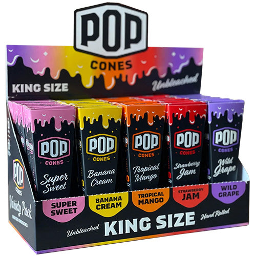 [M1480] POP CONES Unbleached Cones Variety Pack King Size 3/25ct