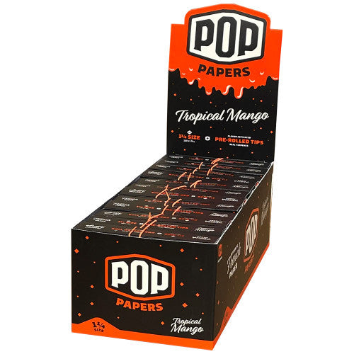 [M1502] POP PAPERS Ultra Thin Tropical Mango 11/4 Size Papers+Flavored Tips  24ct