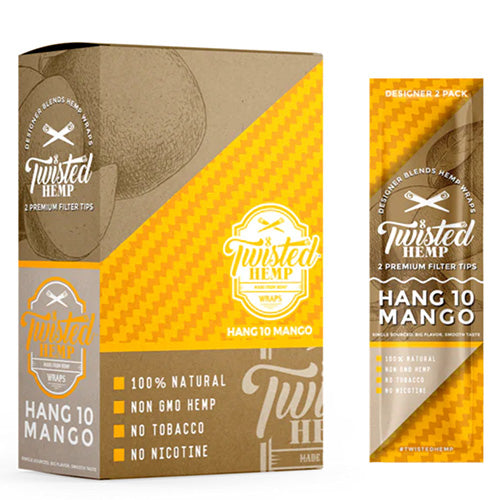 [M1548] TWISTED HEMP Wraps 2-Pack Hang 10 Mango 15ct