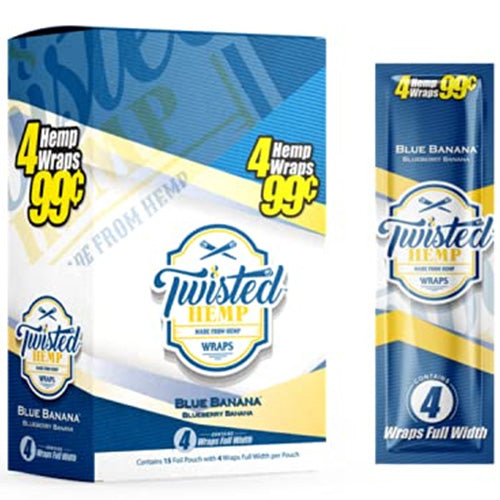 [M1553] TWISTED HEMP Wraps 4 for $0.99 Blue Banana 15ct