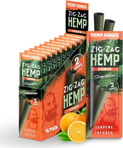 [M1600] ZIG ZAG Terpene Infused Cones Clementine 2/15ct