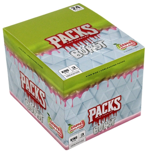 [M1688] PACKS BURST Unbleached Cones Guava Bubblegum King Size 3/24ct