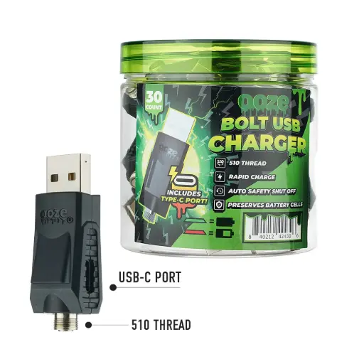 [M1760] OOZE Bolt USB Charger Black 30ct