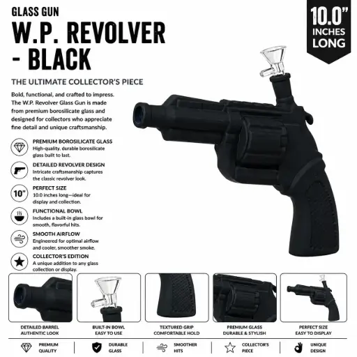[AM050056] Glass Gun W.P. Revolver (MG-957) 10.0" - Black