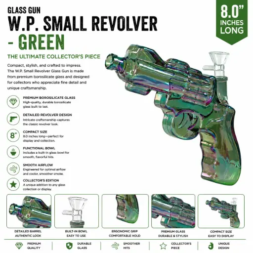 [AM050061] Glass Gun W.P. Small Revolver (MG-959) 8.0" - Green