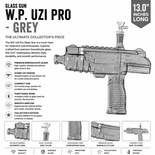 [AM050064] Glass Gun W.P. Uzi Pro (MG-961) 13.0" - Grey