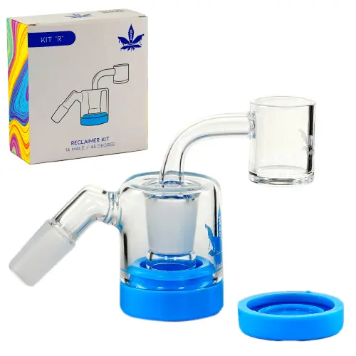 [PC24935] aLeaf Ash Catcher Quartz Reclaimer Kit "R" 14mm 90 Degree Blue