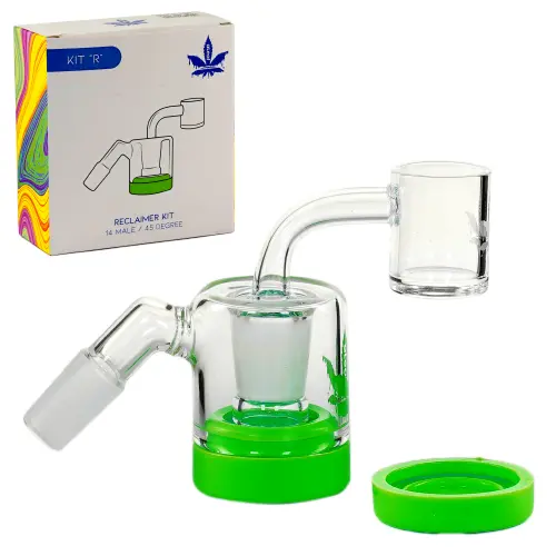 [PC25481] aLeaf Ash Catcher Quartz Reclaimer Kit "R" 14mm 90 Degree Green