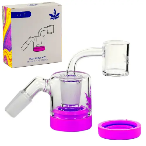 [PC25897] aLeaf Ash Catcher Quartz Reclaimer Kit "R" 14mm 45 Degree Pink