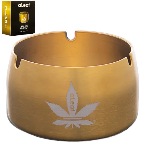 [PC34190] aLeaf Ashtray aLeaf Metal Ashtray 3.0" Gold
