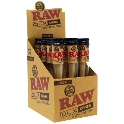 [M2116] RAW DLX Glass Tipped Cones 12ct