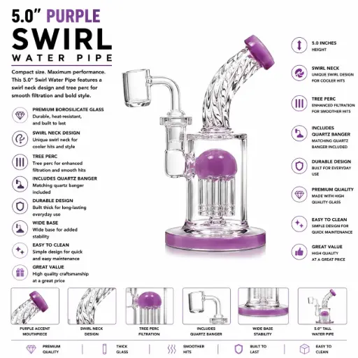 [AM032106] Glass W.P. Swirl (6595) 5.0" - Purple
