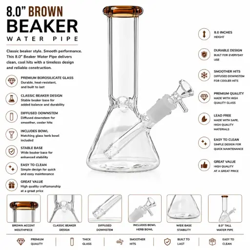 [AM032729] Unbranded Glass Beaker (8893) 8.0" Brown