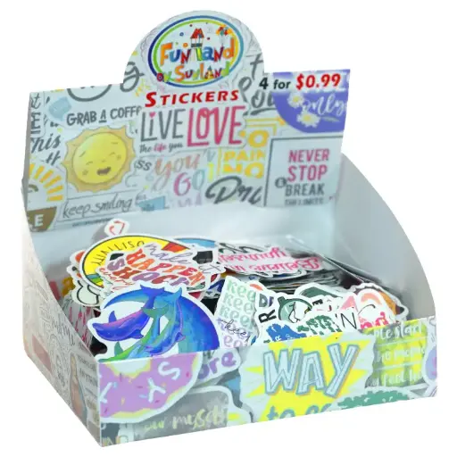 [AM050481] Funland Vinyl Waterproof Stickers (600 per Display)