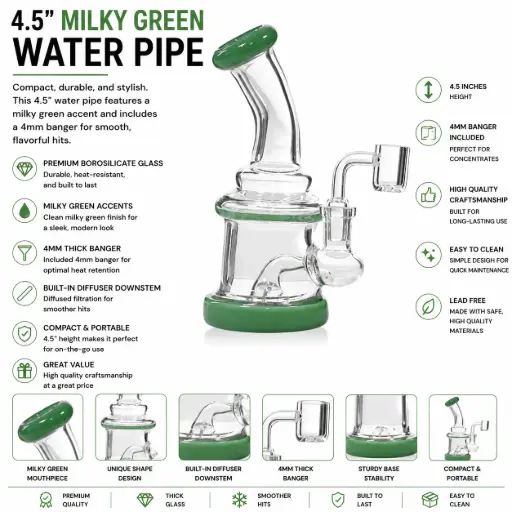 [AM050133] Unbranded Glass with 4mm Banger (6044) 4.5" - Milky Green