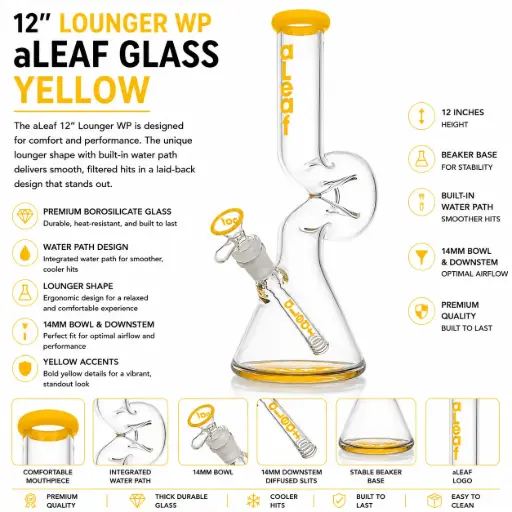 [PC37545] aLeaf Glass 12" LOUNGER WP YELLOW