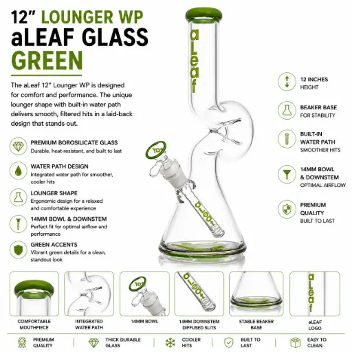 [PC37546] aLeaf Glass 12" LOUNGER WP GREEN