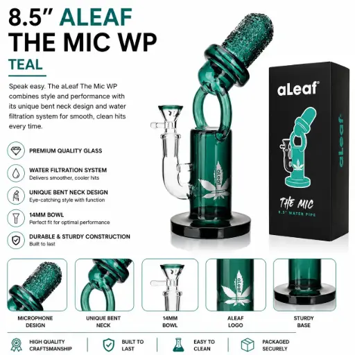 [PC37567] aLeaf Glass 8.5" ALEAF THE MIC WP TEAL