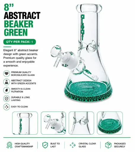 [PC37614] 8" ABSTRACT BEAKER GREEN