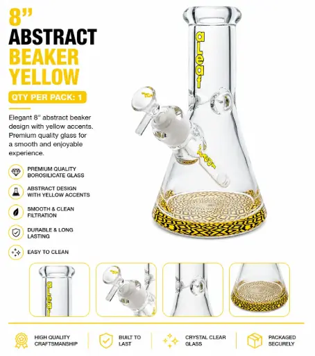 [PC37616] 8" ABSTRACT BEAKER YELLOW