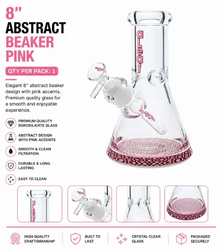 [PC37617] 8" ABSTRACT BEAKER PINK
