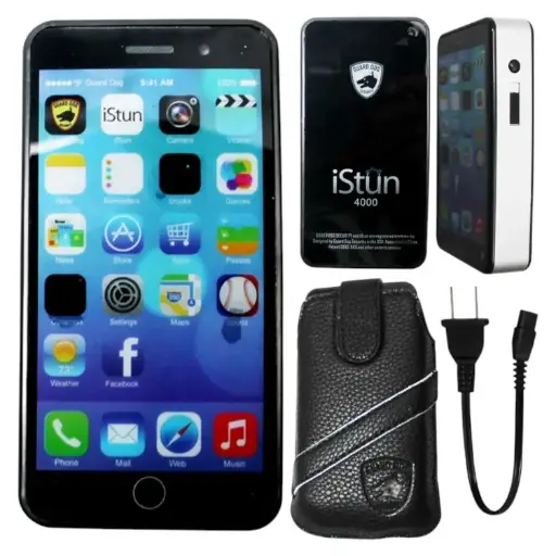 [AM038866] Smart Stun Gun 4,000,000 Stun Gun Built-In L.E.D. Flashlight with Leather Sheath