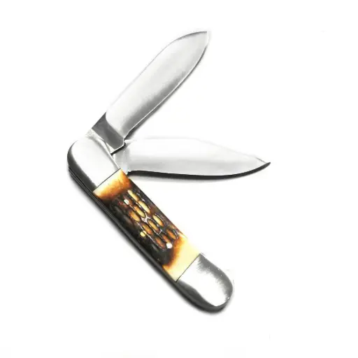 [AM050374] 4" Two Blade Bone Handle Folding Knife