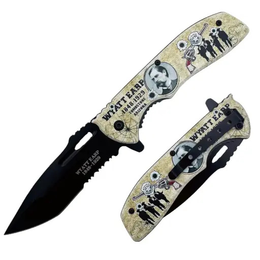 [AM050378] 4.5" Wyatt Earp Legends of the West Assist-Open Folding Knife