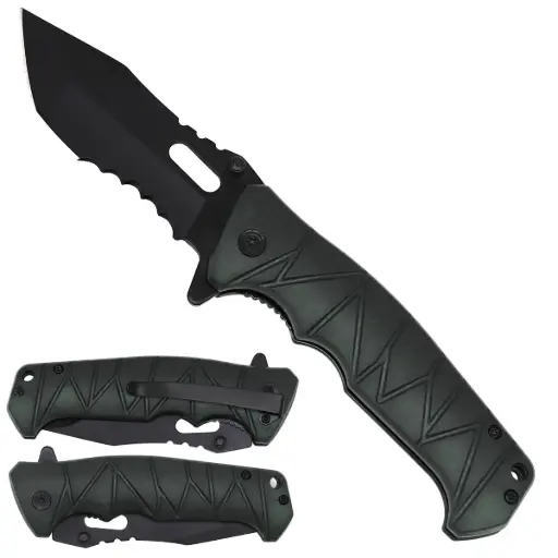 [AM050380] 4.5" Black Shadow Assist-Open Folding Knife with Belt Clip