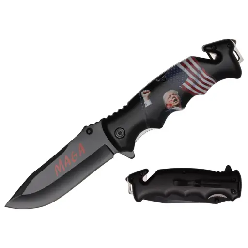 [AM050384] 4.5" Assist-Open Folding Knife with Belt Clip Trump