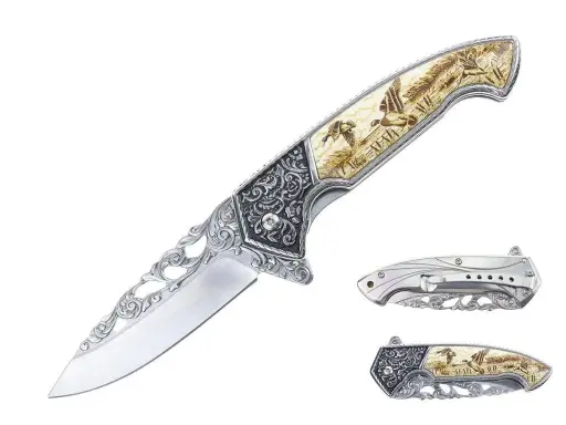 [AM050398] 5" Eagle Etched Design Assist-Open Folding Knife