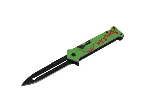 [AM050402] 4.5" Assist-Open Knife - Green & Red Print Handle