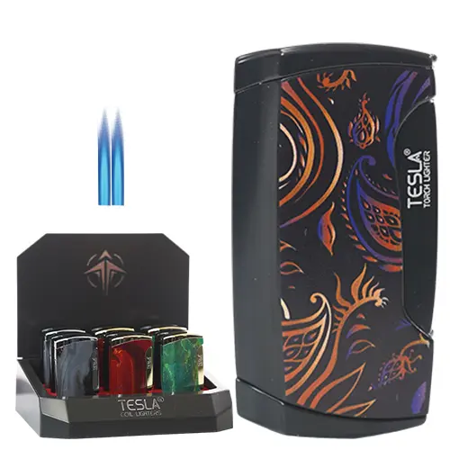 [AM023461] Tesla Lighter 2 Torch w / Cigar Punch 3.0" (61764-T)