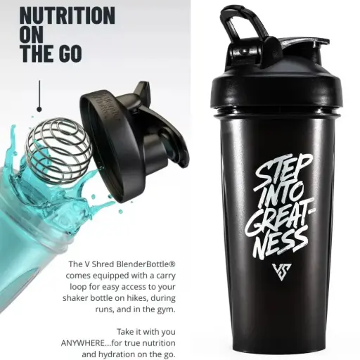 [AM050409] V Shred "Step Into Greatness" Plastic Shaker Bottle (20oz) Black
