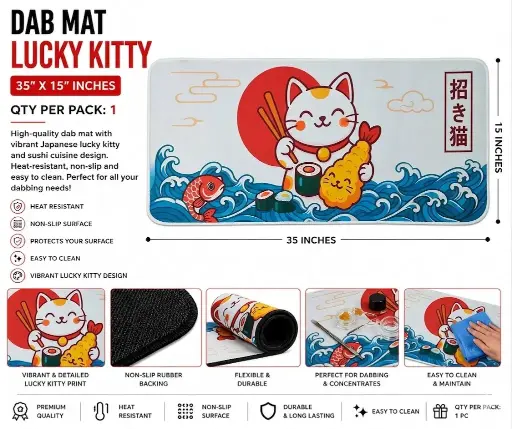 [PC37678] 35*15 DAB MAT LUCKY KITTY