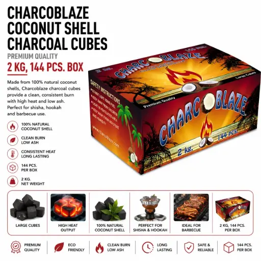[AM016201] 2  Kg Charcoblaze Coconut Shell Charcoal Cubes, 144  pc. Box